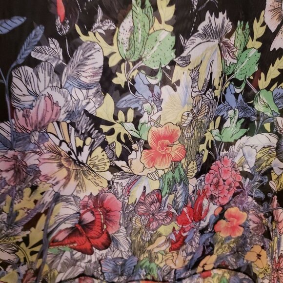 Sheer Black Pullover Top with Floral Design Plus Size O/S EUC - Picture 5 of 7